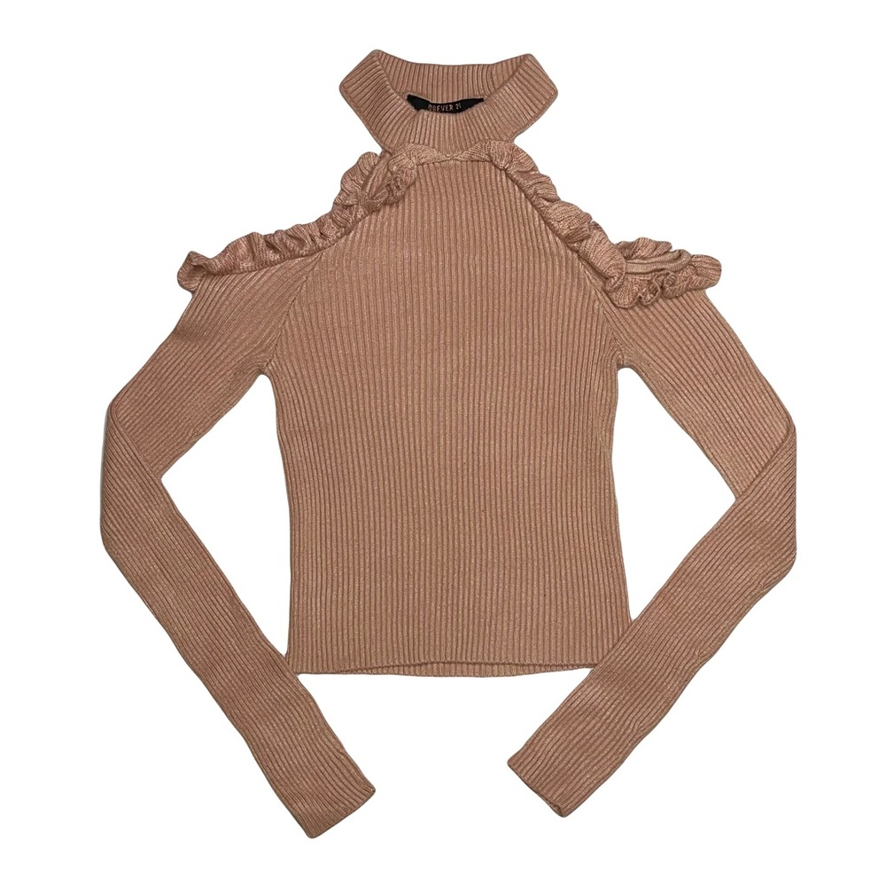 Forever 21 Cold Shoulder Long Sleeve Top